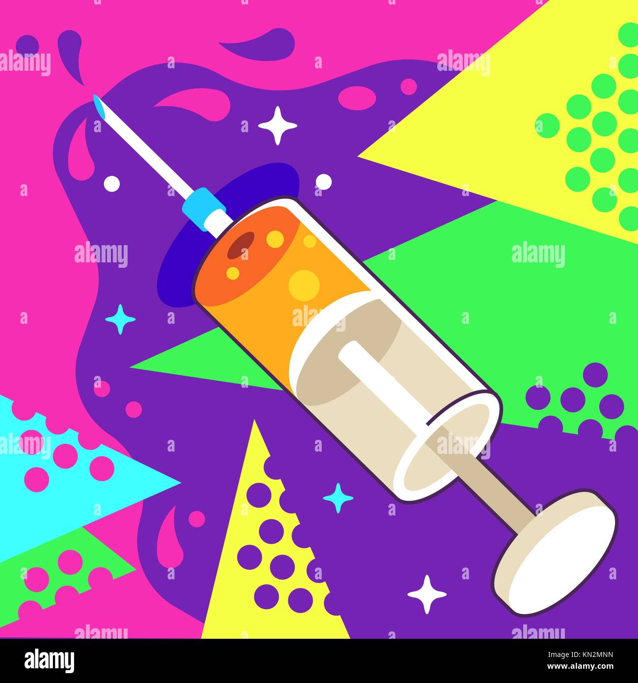 Vaccination Syringe Vector Illustration in Pop Art Style Stock Vector