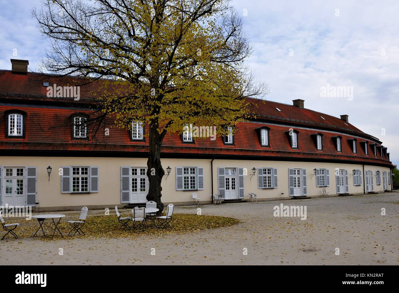 schloss solitude service buildings, stuttgart, view of the secondary service buildings of the famous castle located in a park in surroundings of the Stock Photo