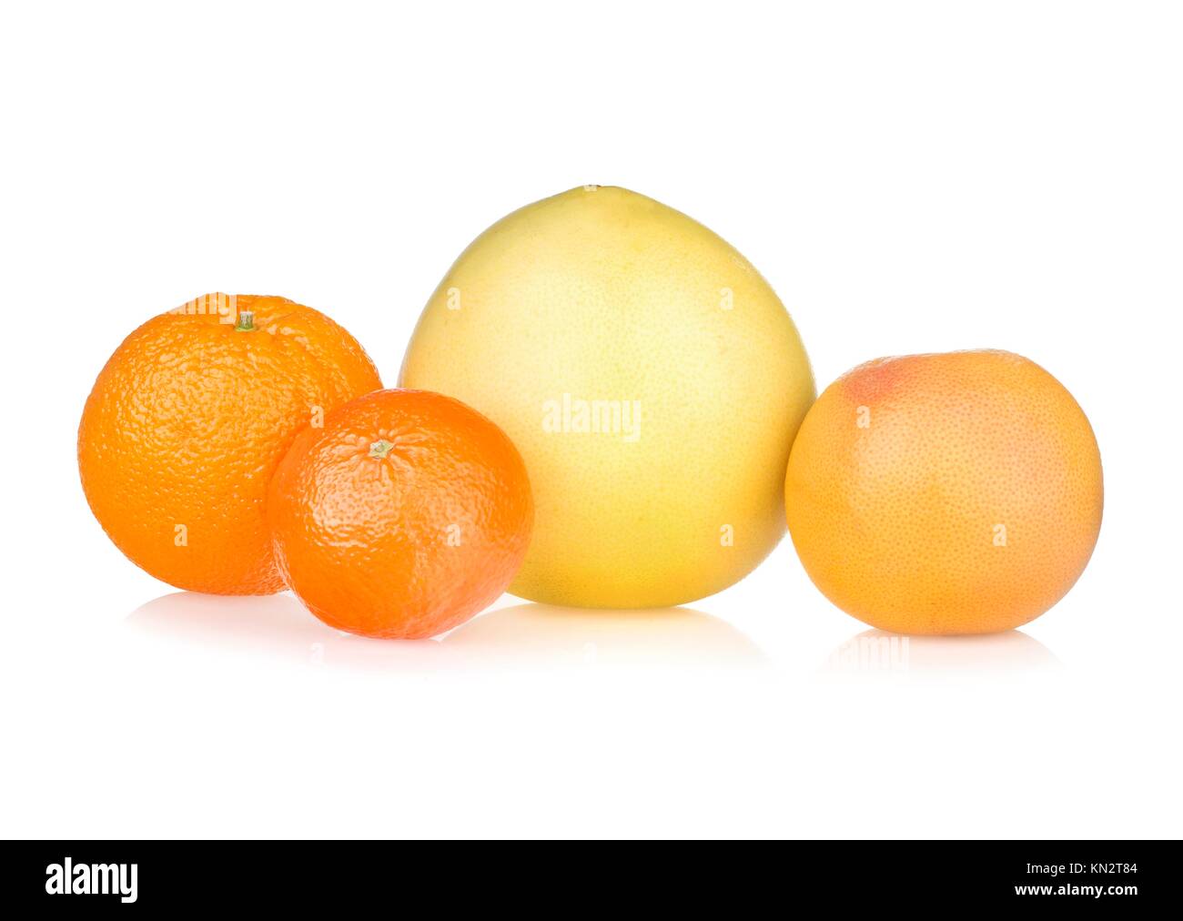 Fresh orange, tangerine, pomelo grapefruit and isolated on white