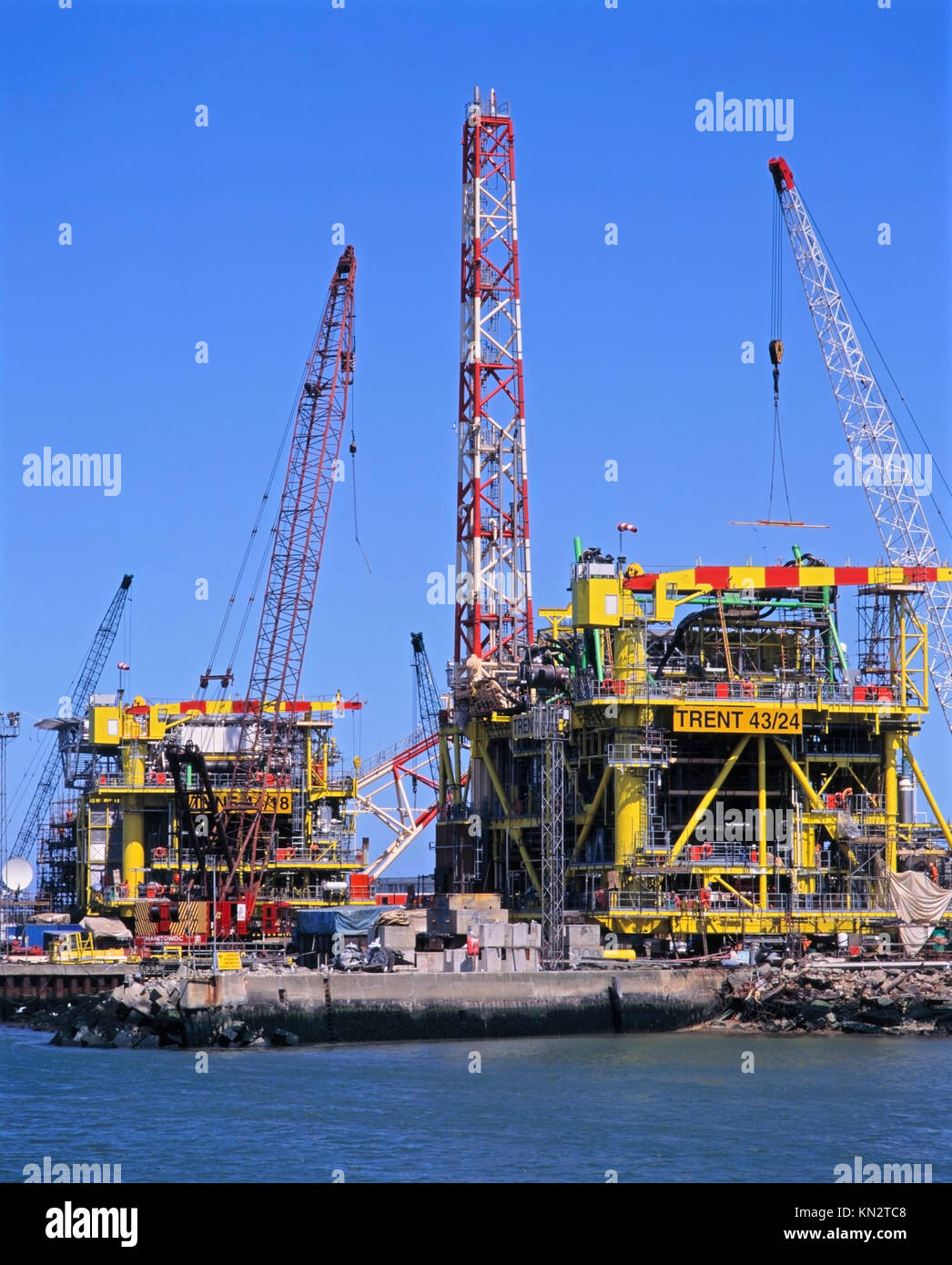 Oil and gas offshore construction site, Lowestoft, Suffolk, England, United Kingdom Stock Photo