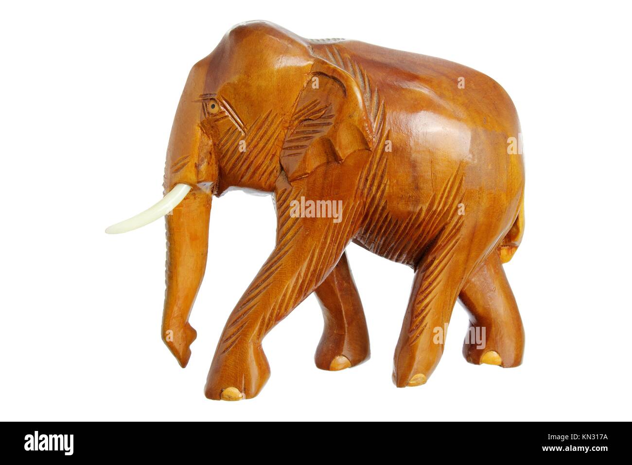 Wooden Elephant Figurine on White Background Stock Photo Alamy