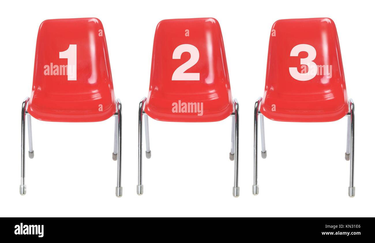 Red Chairs with Numbers on White Background Stock Photo Alamy
