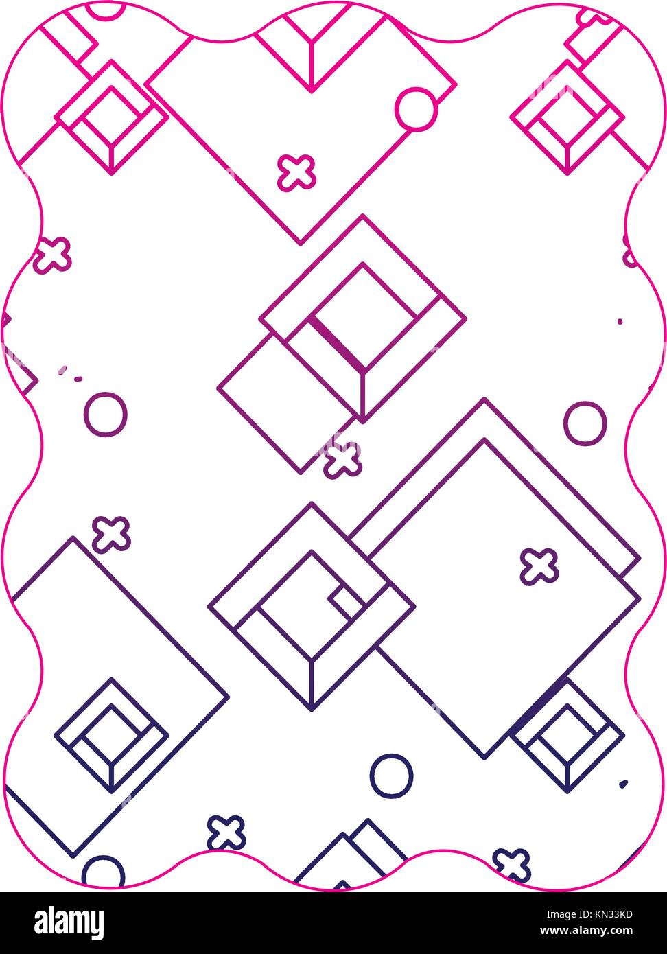 color line rectangle with geometric style graphic background vector ...