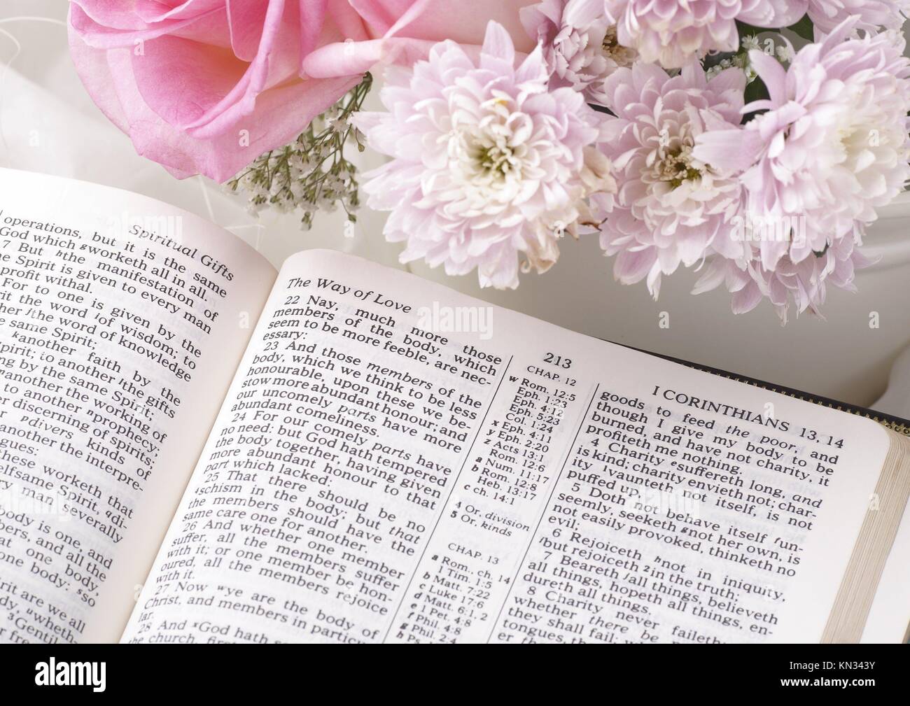 Holy Bible and flowers Stock Photo Alamy
