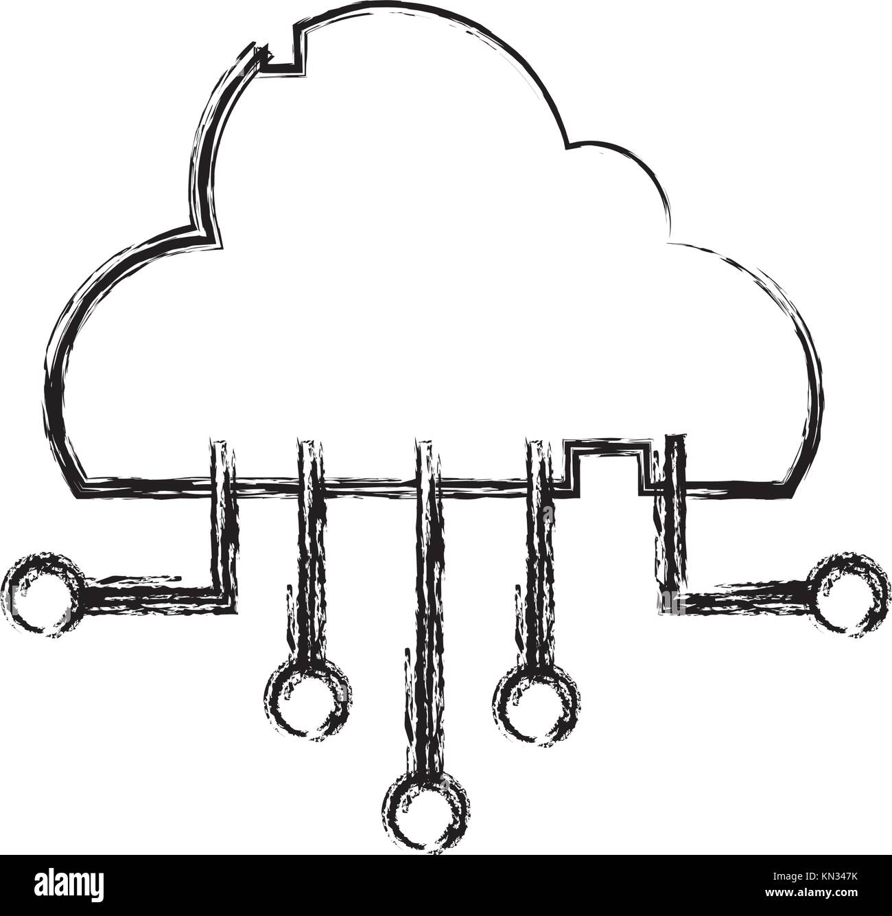 figure data cloud network connection server vector illustration Stock ...