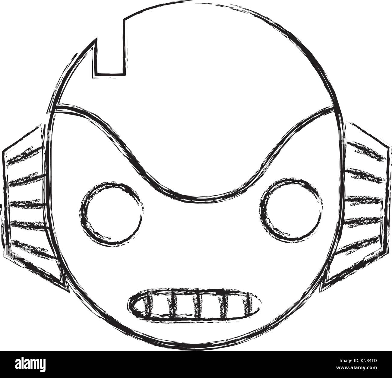 figure robot head technology with ears and mouth vector illustration