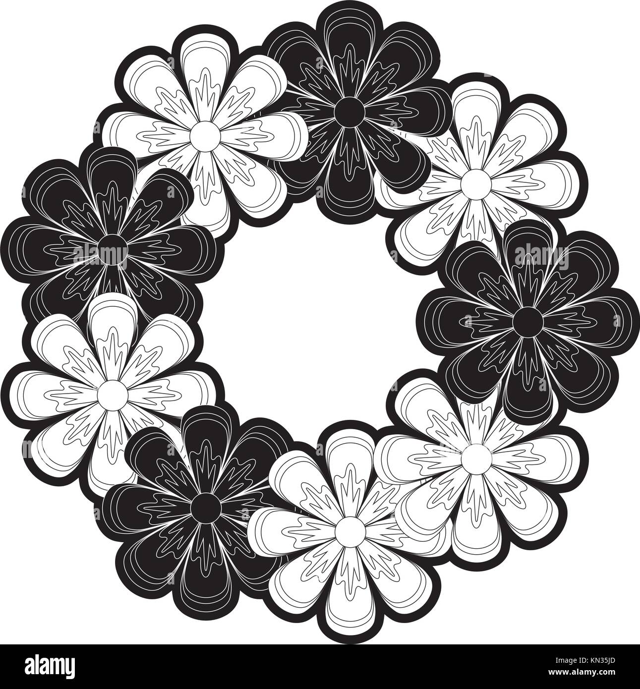 round frame flower vector illustration Stock Vector Image & Art - Alamy