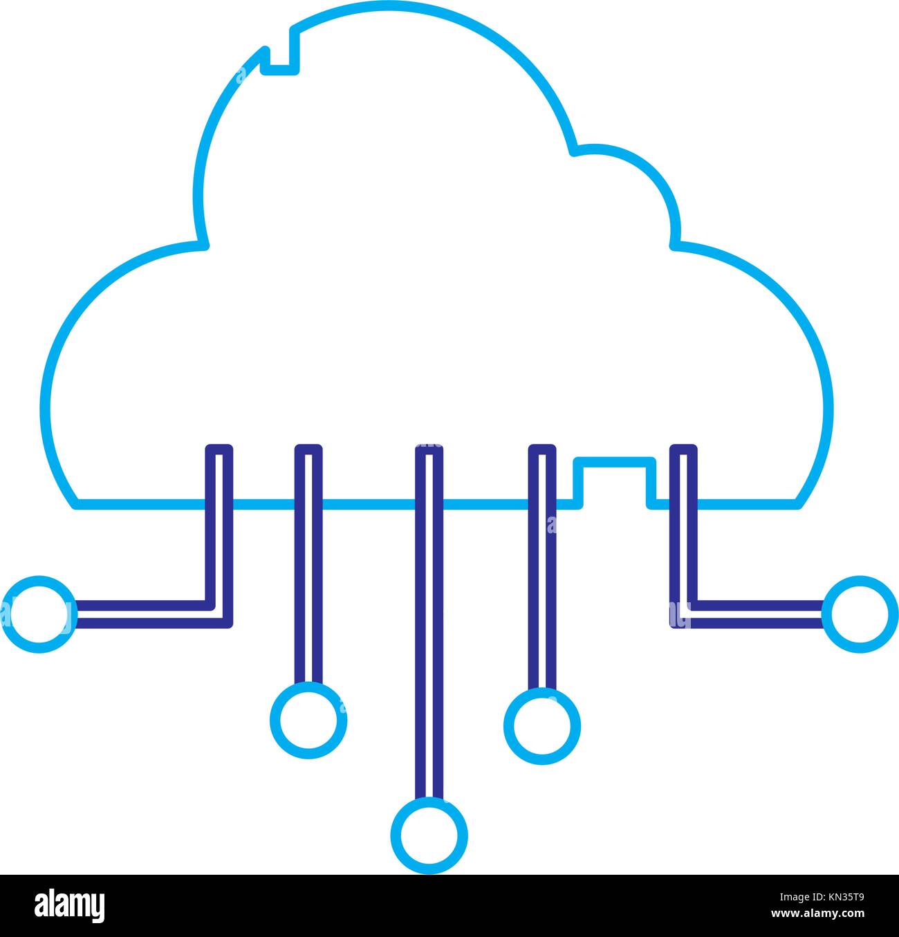 color line data cloud network connection server Stock Vector Image ...
