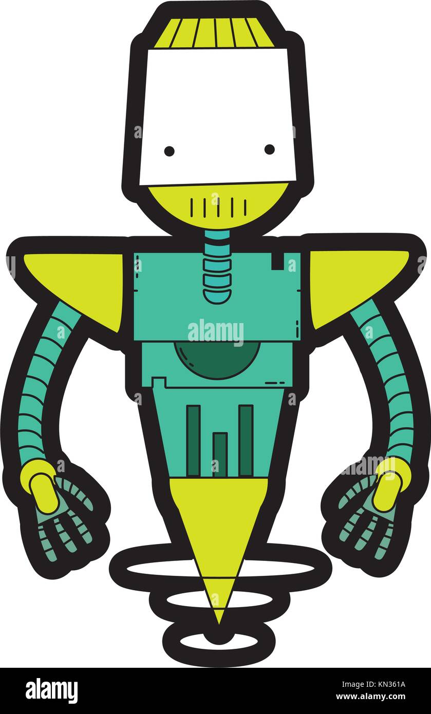 line color technology robot with machine robotic body Stock Vector ...