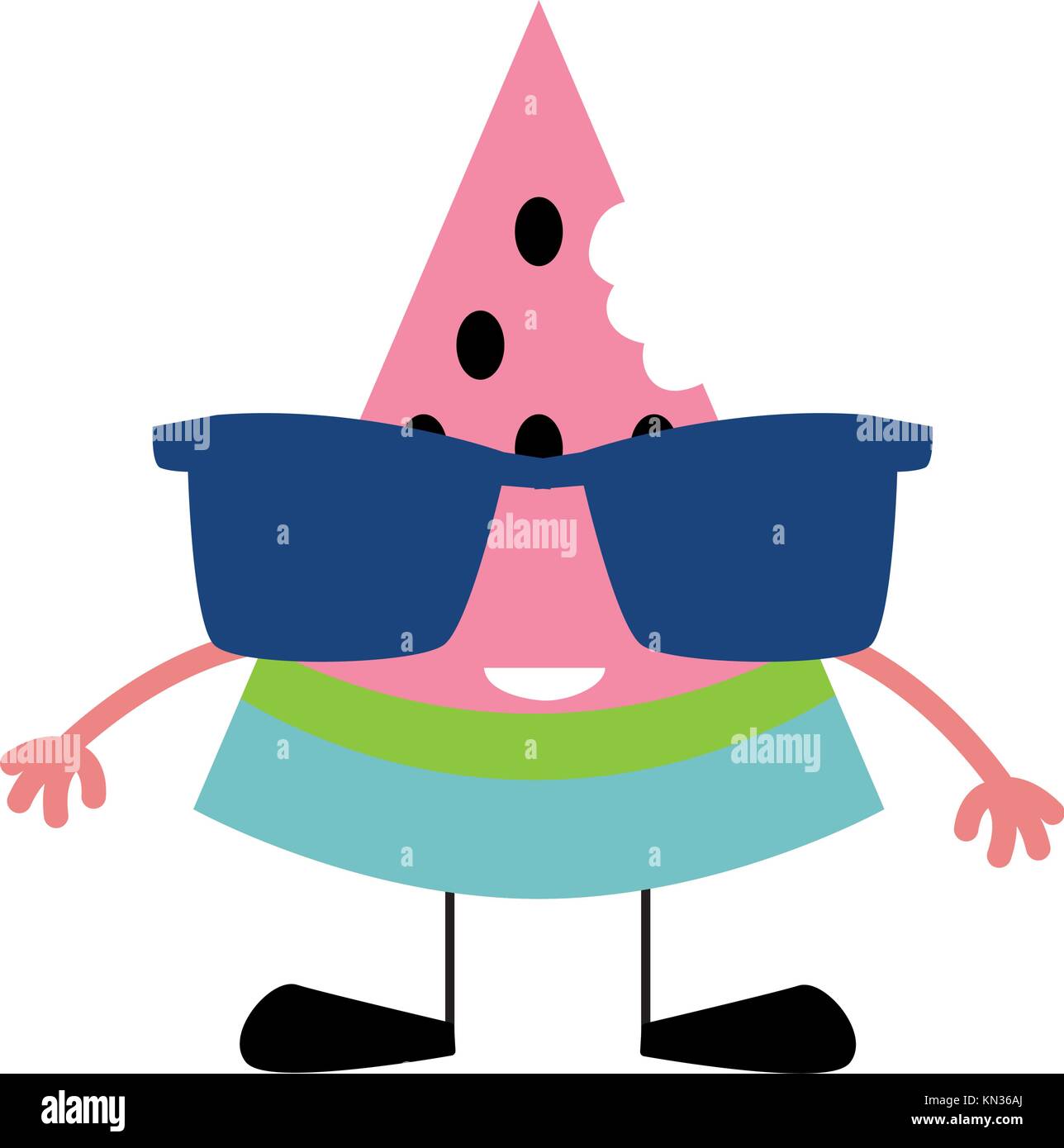 Colorful Fu Watermelon colorful happy watermelon kawaii fruit with sunglasses Stock Vector ...