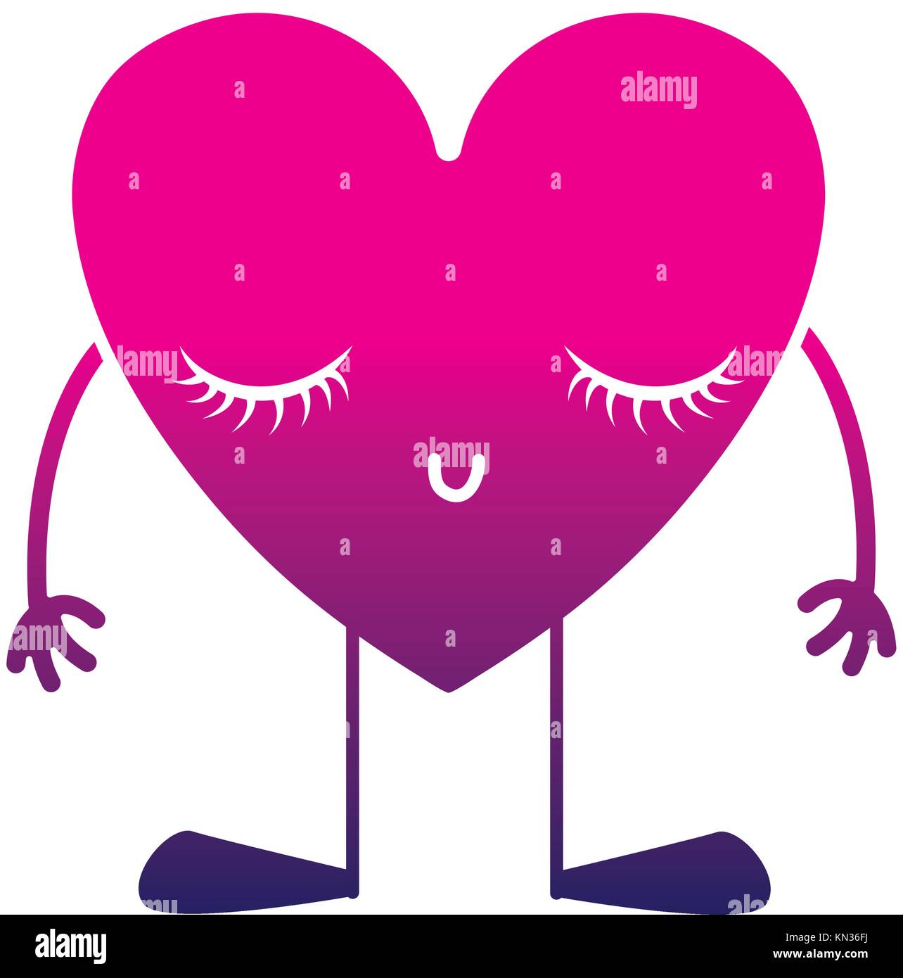 silhouette heart kawaii with arms and legs to love symbol Stock Vector ...