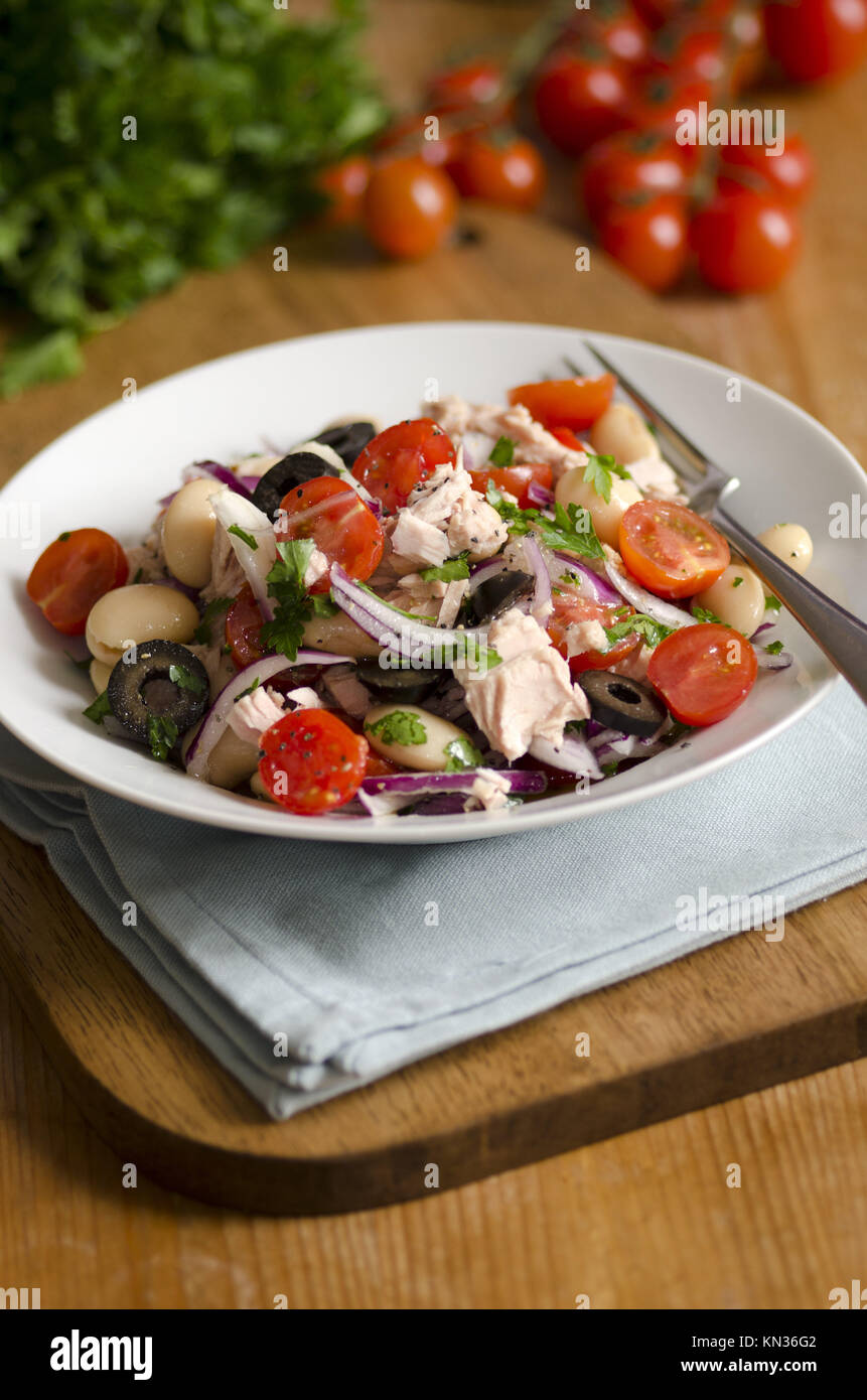 Spanish butter bean and tuna salad with cherry tomatoes Stock Photo Alamy