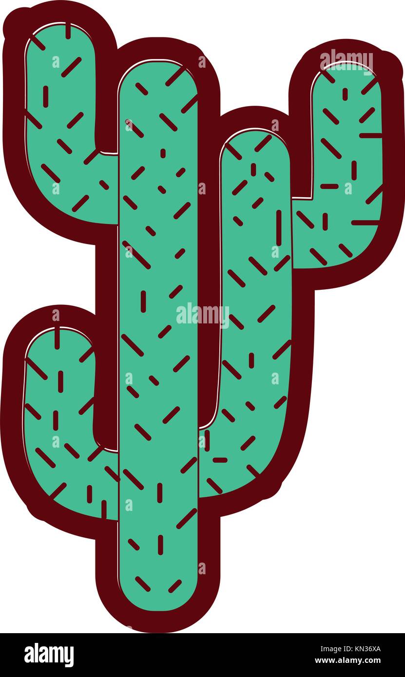 full color natural cactus summer plant desert vector illustration Stock ...