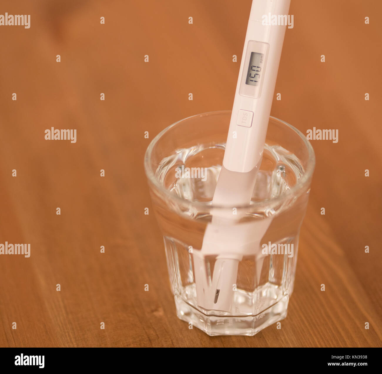 Tap drinking water quality control showing a high level of TDS Total dissolved solids Stock Photo