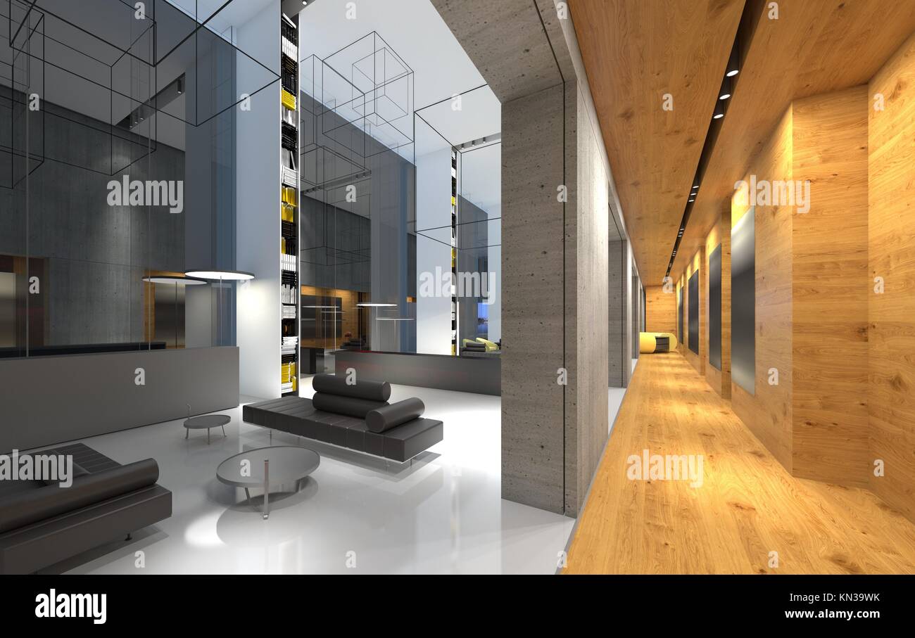 3D Illustration the modern office interior design Stock Photo - Alamy