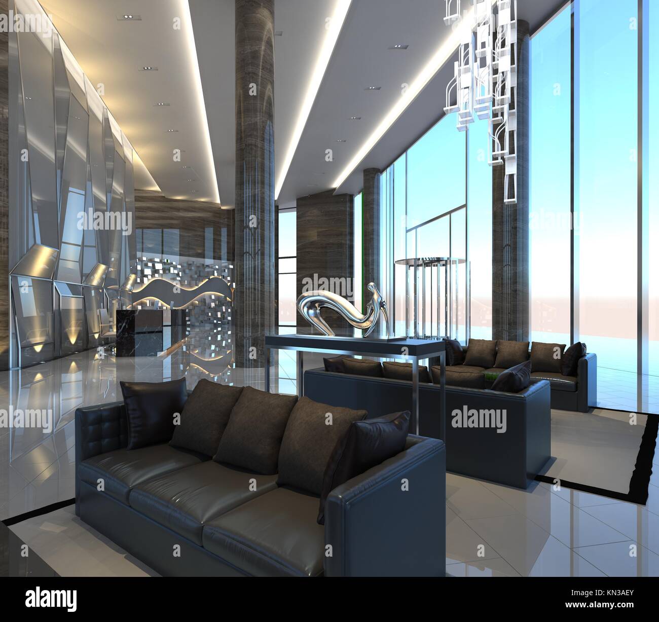 3D Illustration the modern office interior design Stock Photo - Alamy