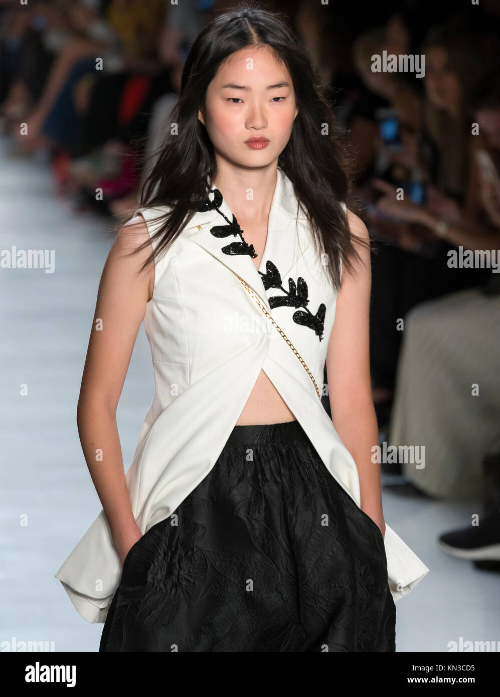 NEW YORK, NY - September 07, 2017: Hyun Ji Shin walks the runway at the ...