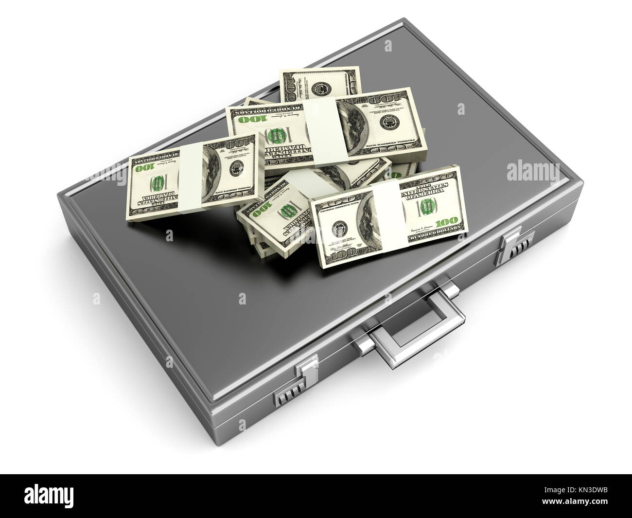 A Briefcase and Dollars in Cash. 3D rendered Illustration Stock Photo