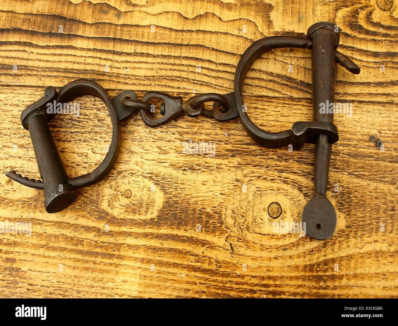 medieval handcuffs. Stock Photo