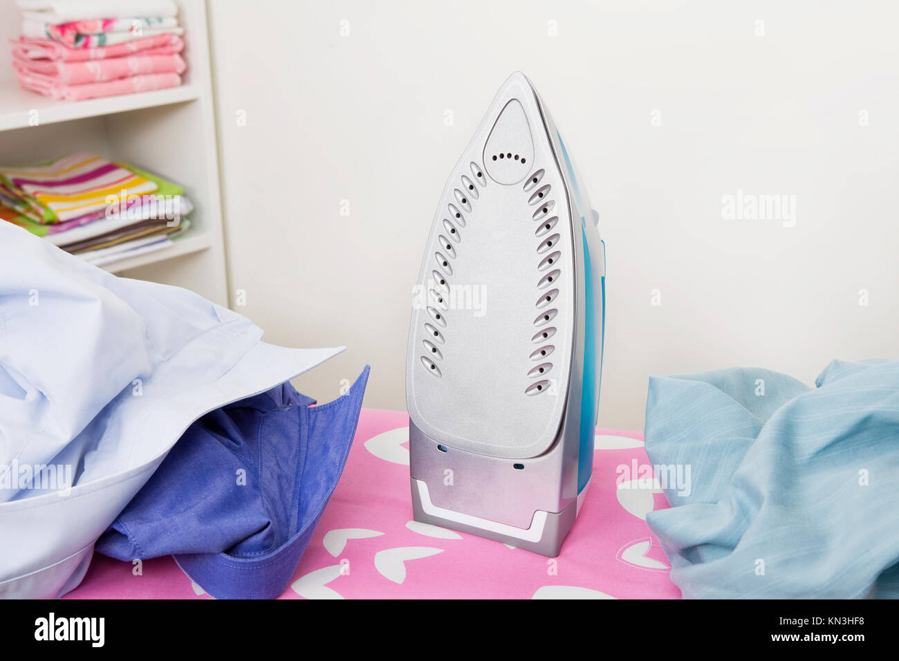 Ironing time at home Stock Photo Alamy
