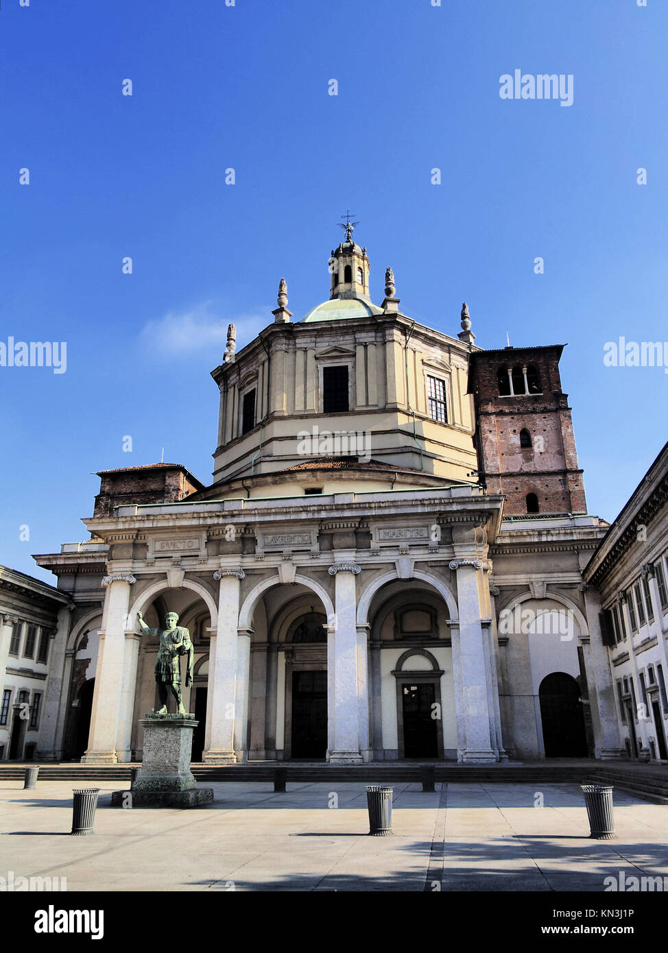 Basilica of San Lorenzo in Milan - city in Lombardy, Italy. Stock Photo