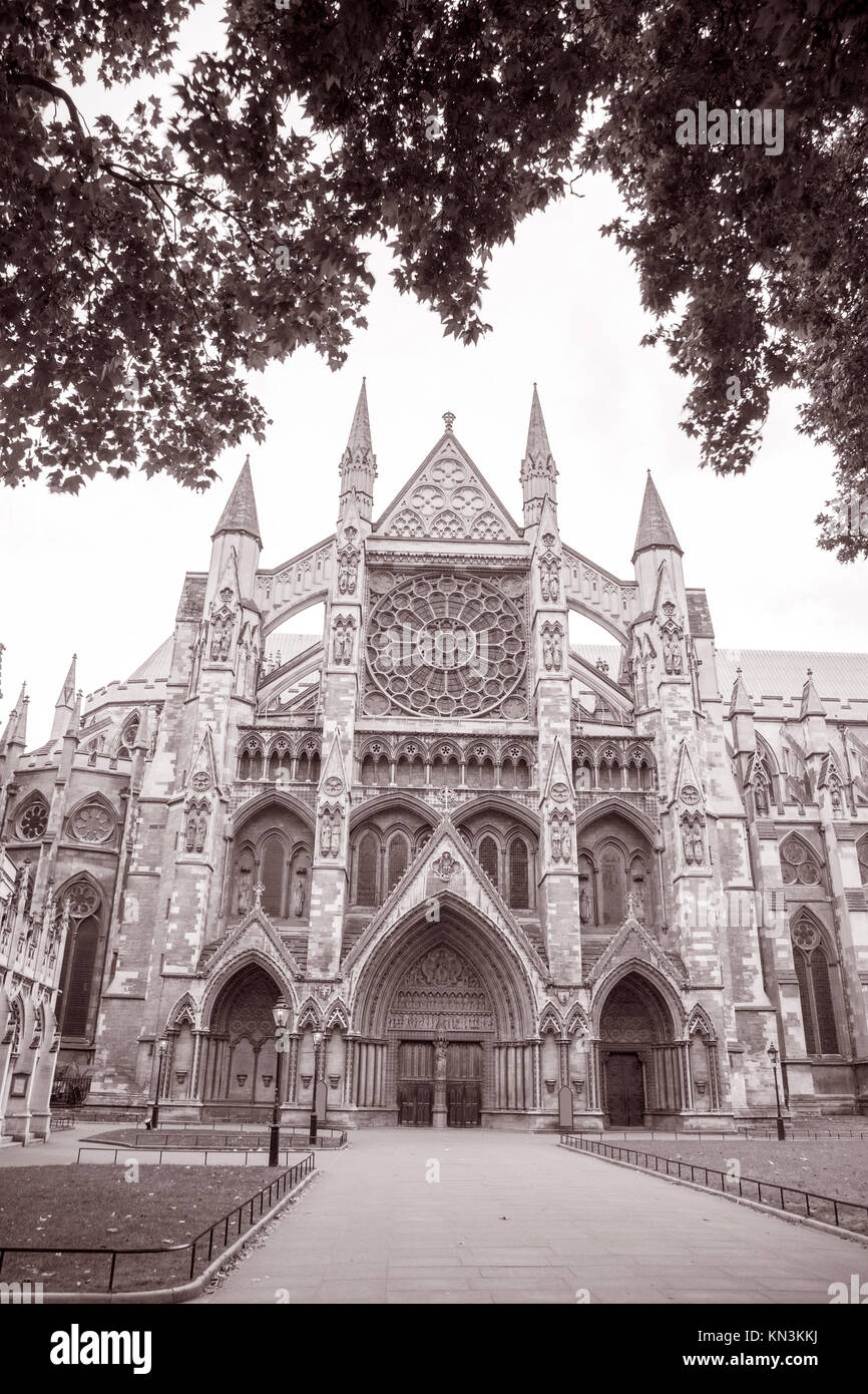 Westminster Abbey Facade, Westminster, London, England, UK in Black and