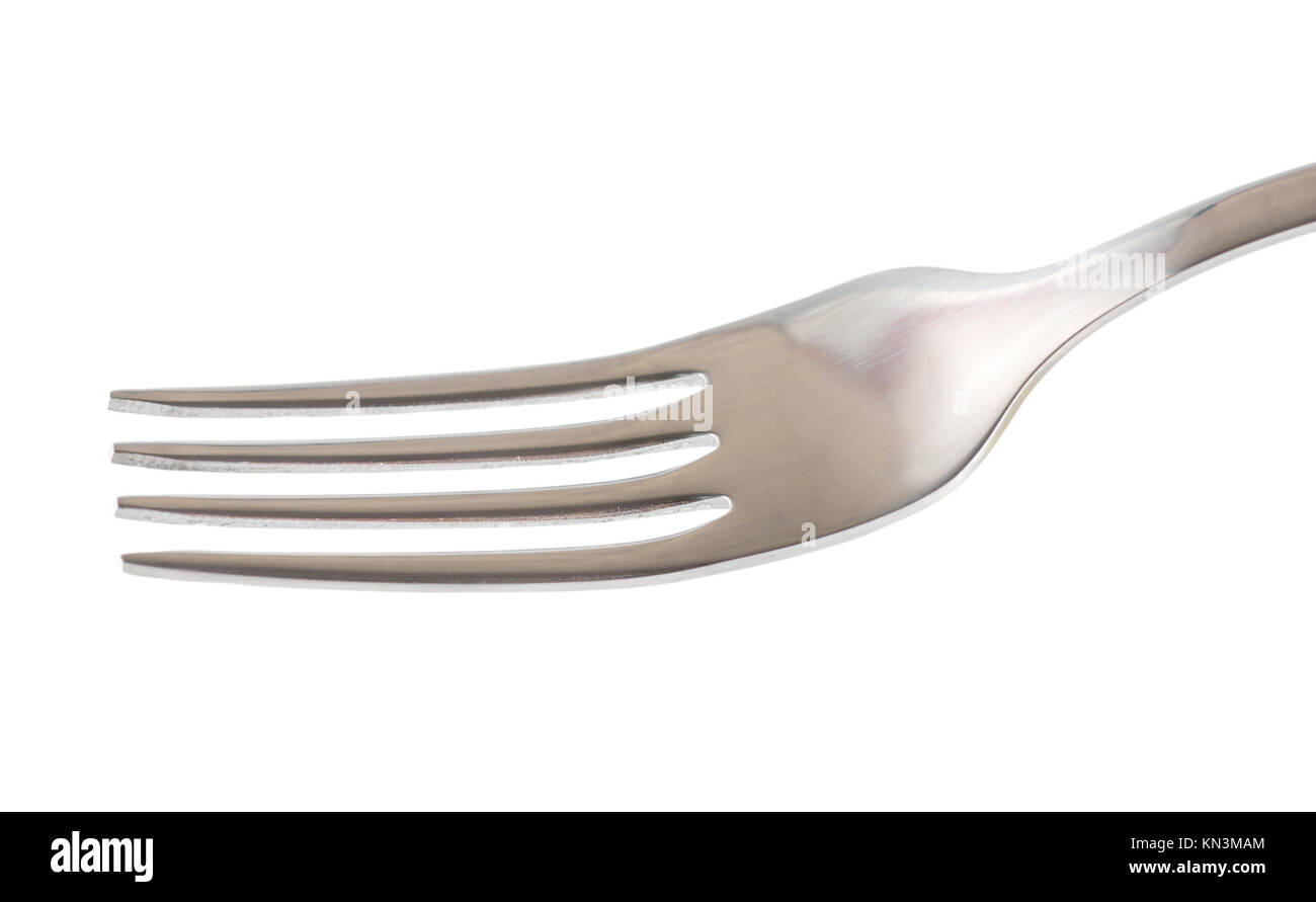 Stainless steel fork isolated on white background. Stock Photo