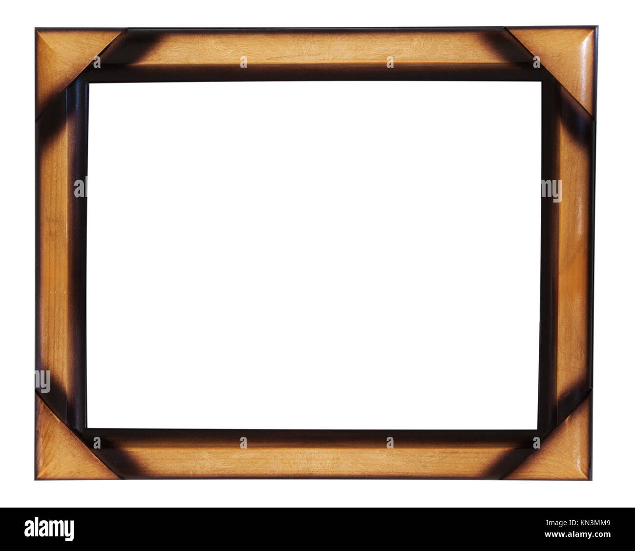 Decorative wooden photo frame isolated on white background. Closeup