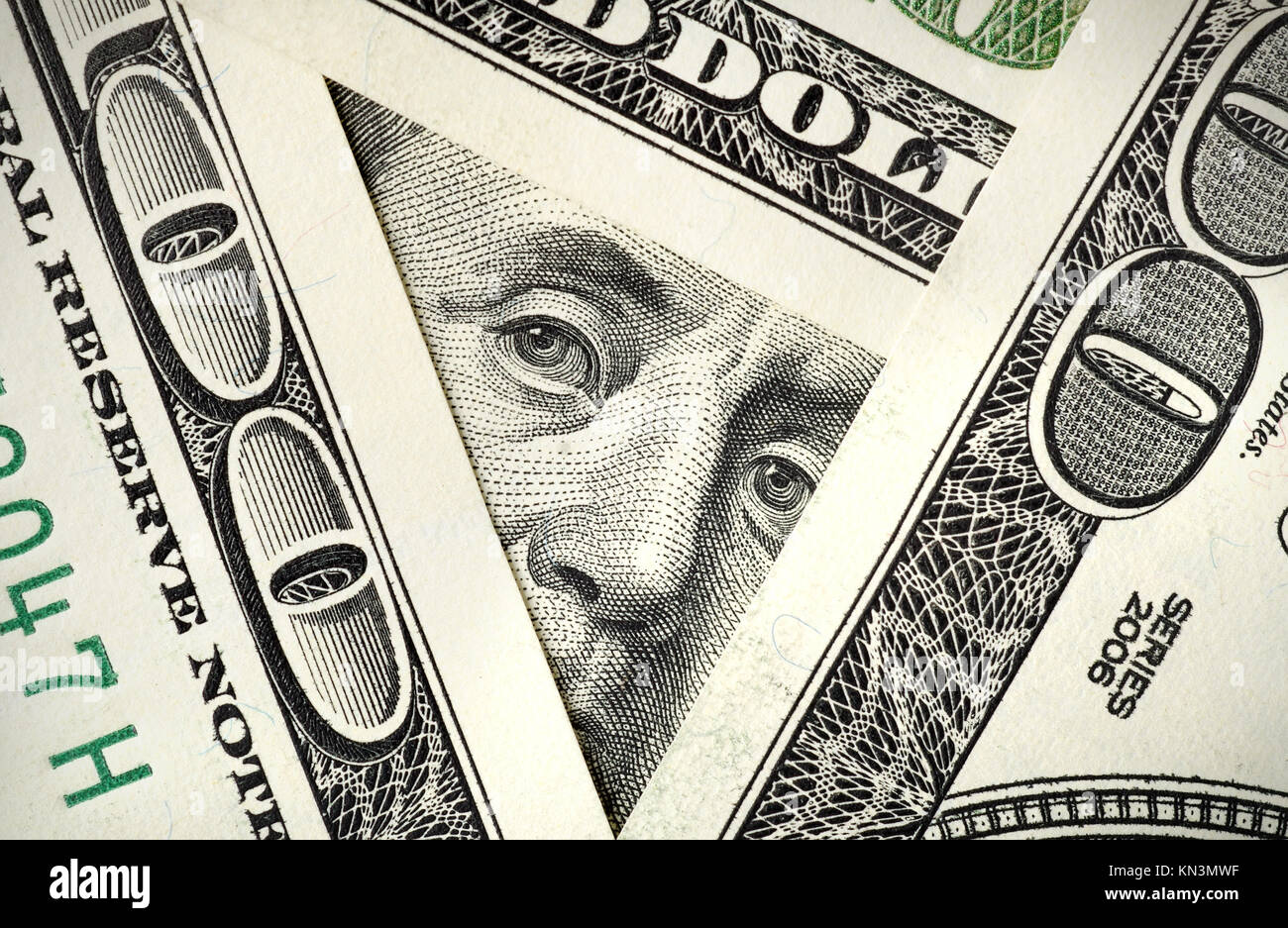 View from one hundred dollar bills Stock Photo - Alamy
