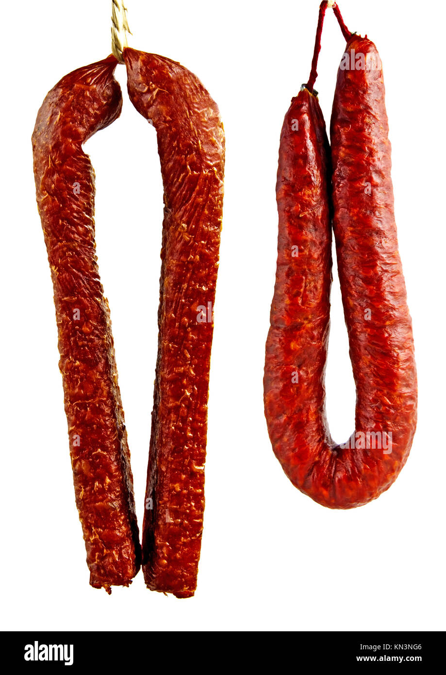 Chorizo und Landjäger. Stock Photo