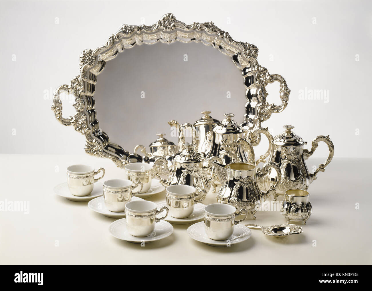 Set of sterling silver coffee and tea Stock Photo Alamy