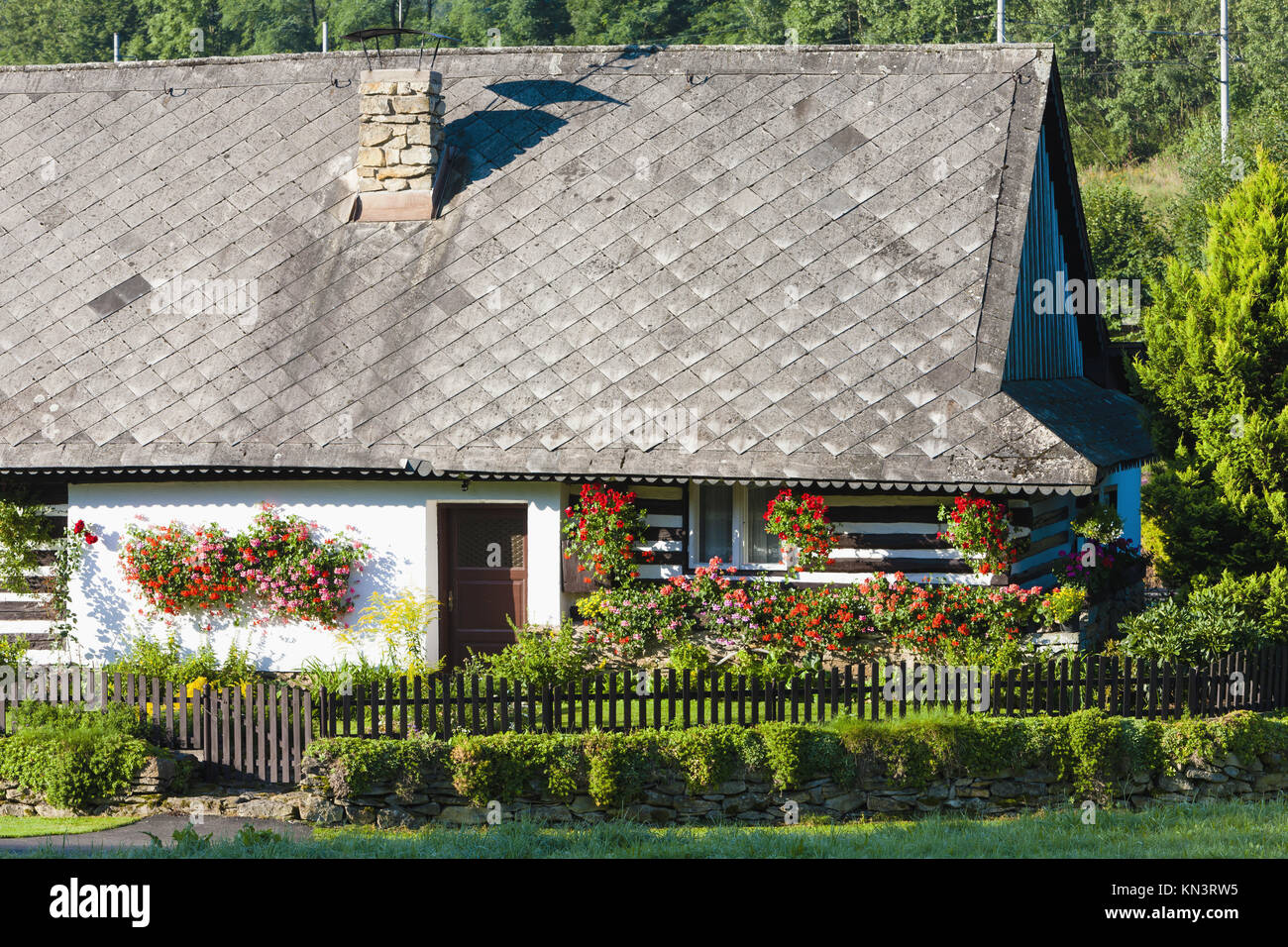 cottage with plants, Czech Republic Stock Photo Alamy