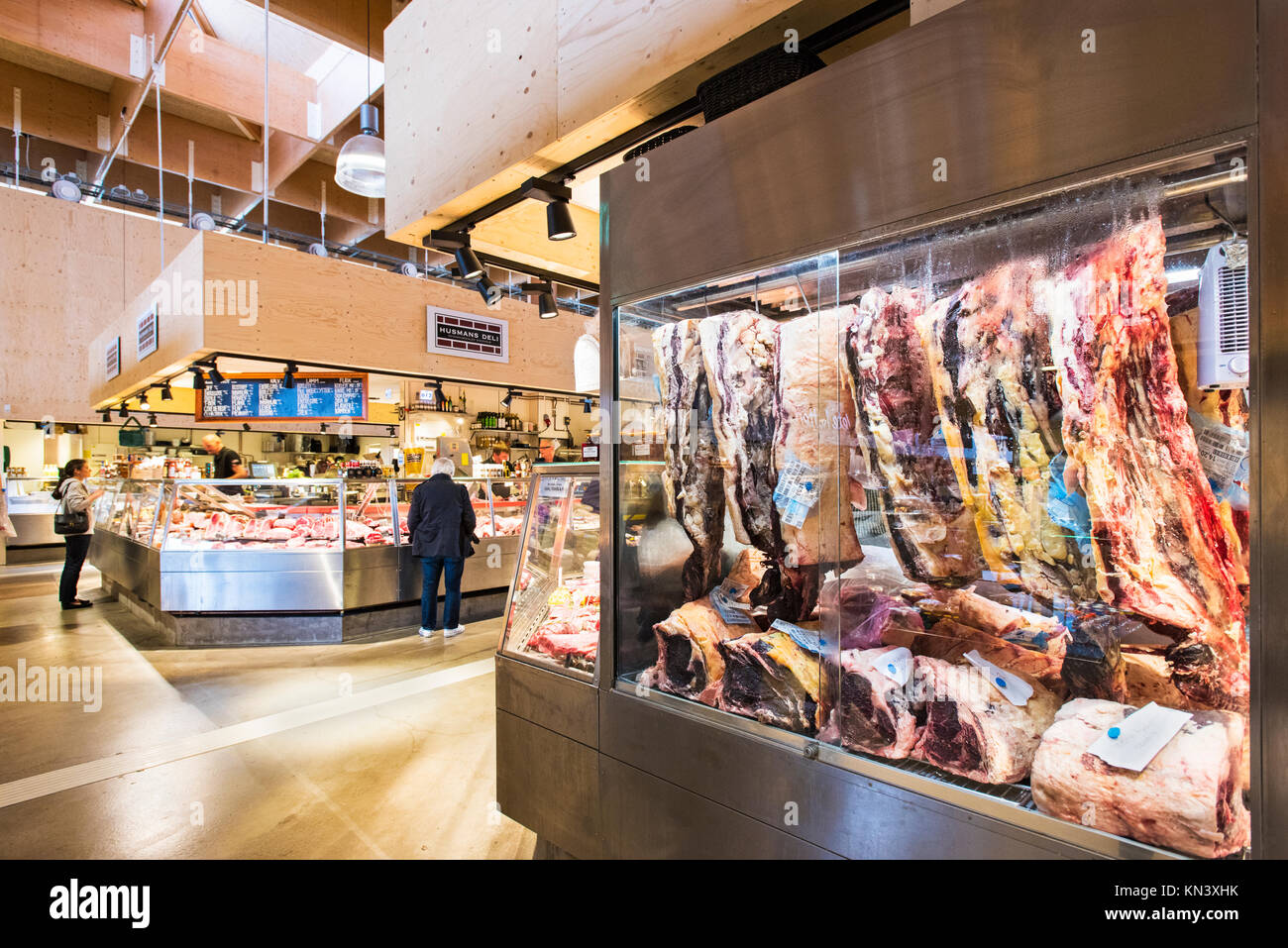 The interior of the new Östermalms Saluhall foodhall in Stockholm, Sweden Stock Photo