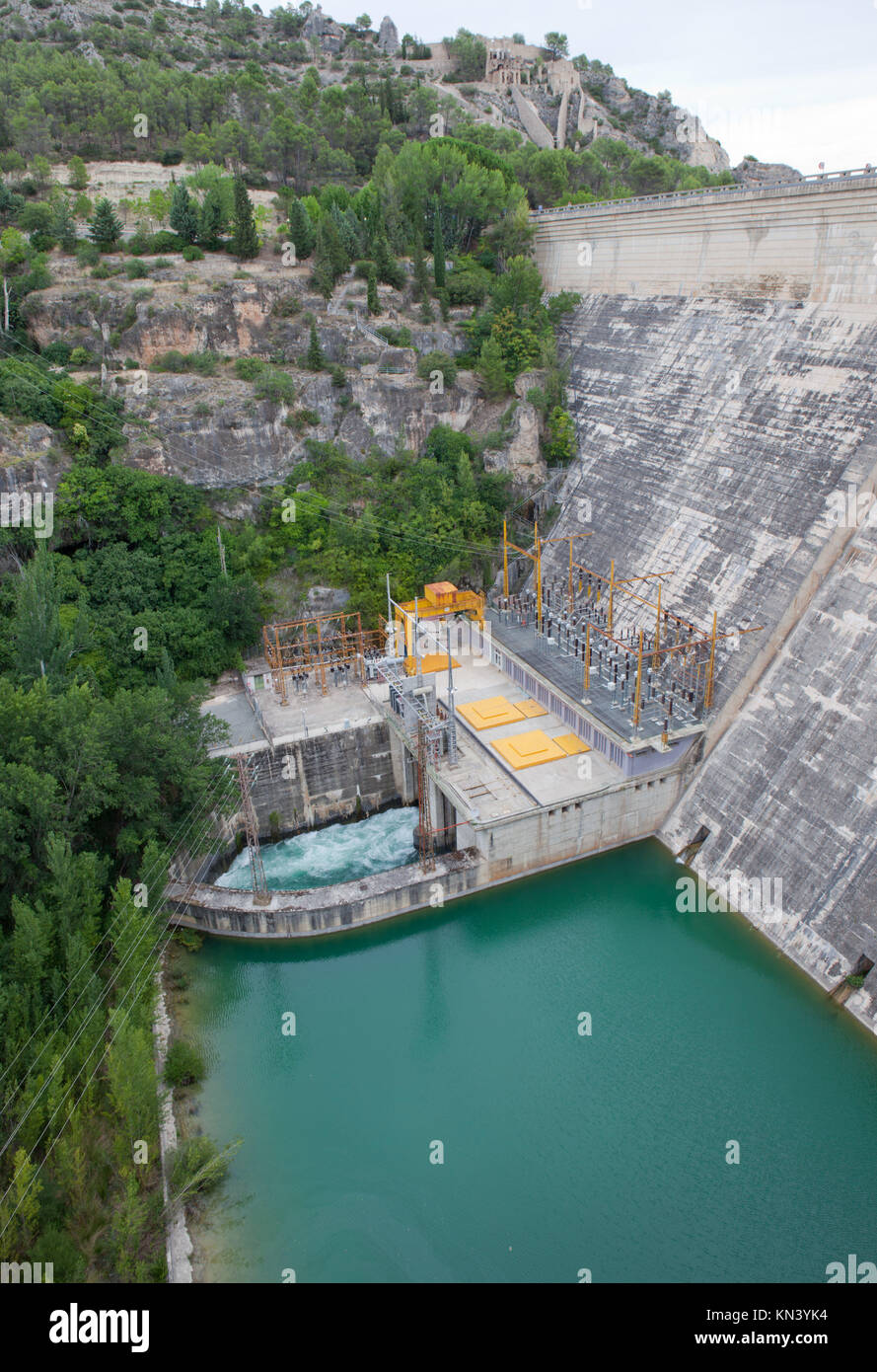 Hydroelectric Dam in La Alcarria, Sacedon, Guadalajara, Spain. Stock Photo