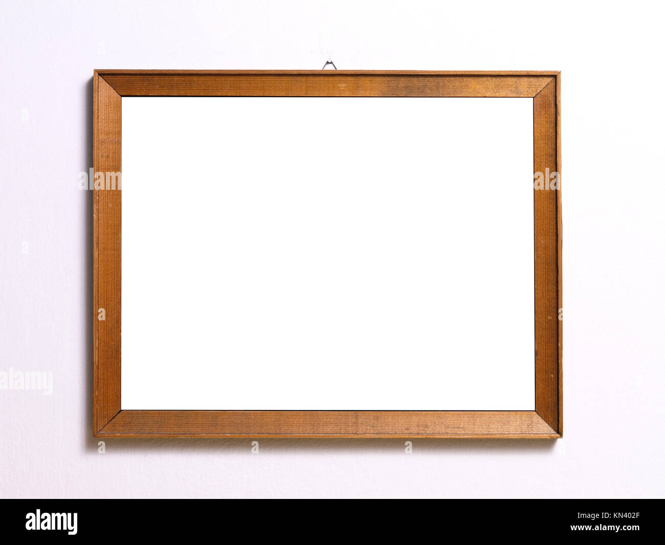 Empty wooden frame with white copy space. Stock Photo