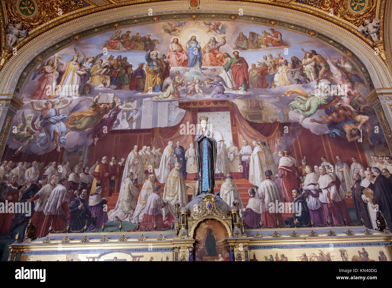 Episodes from the Old Testament frescoed on the large walls and on the