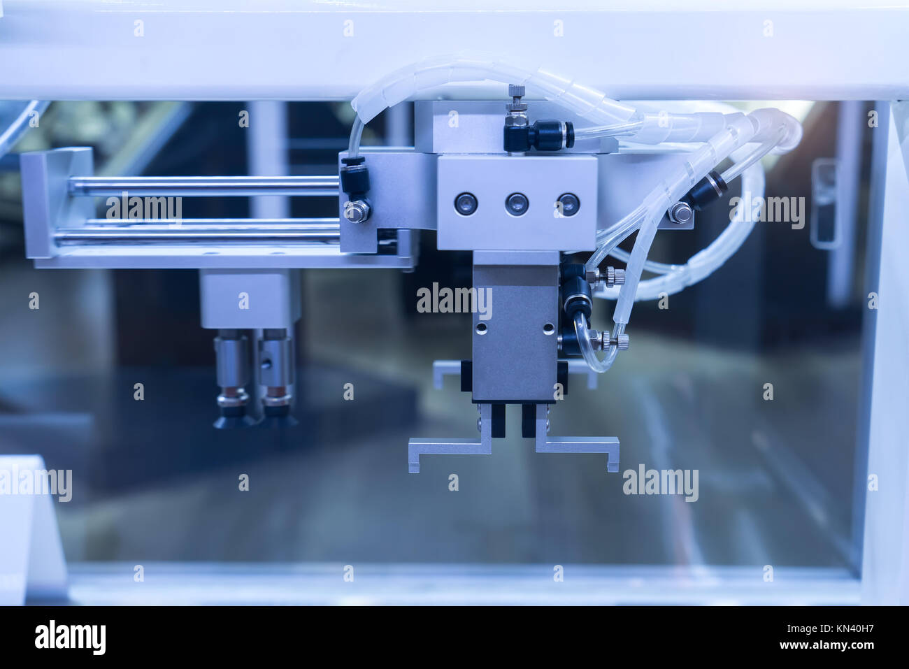 robotic machine tool in industrial manufacture plant,Smart factory industry 4.0 concept. Stock Photo