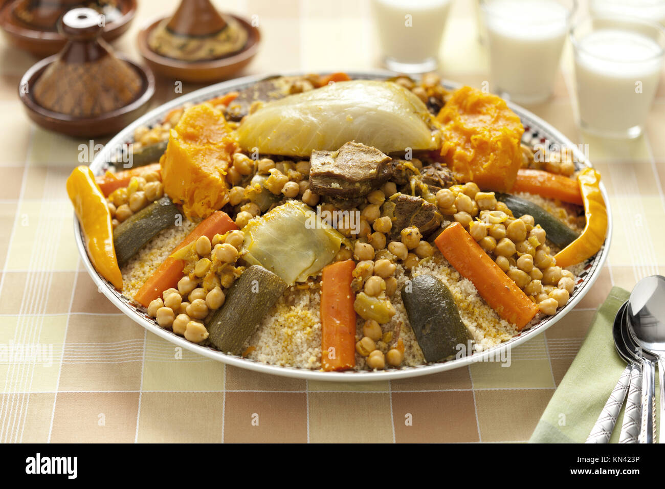 Moroccan couscous dish served with buttermilk Stock Photo - Alamy