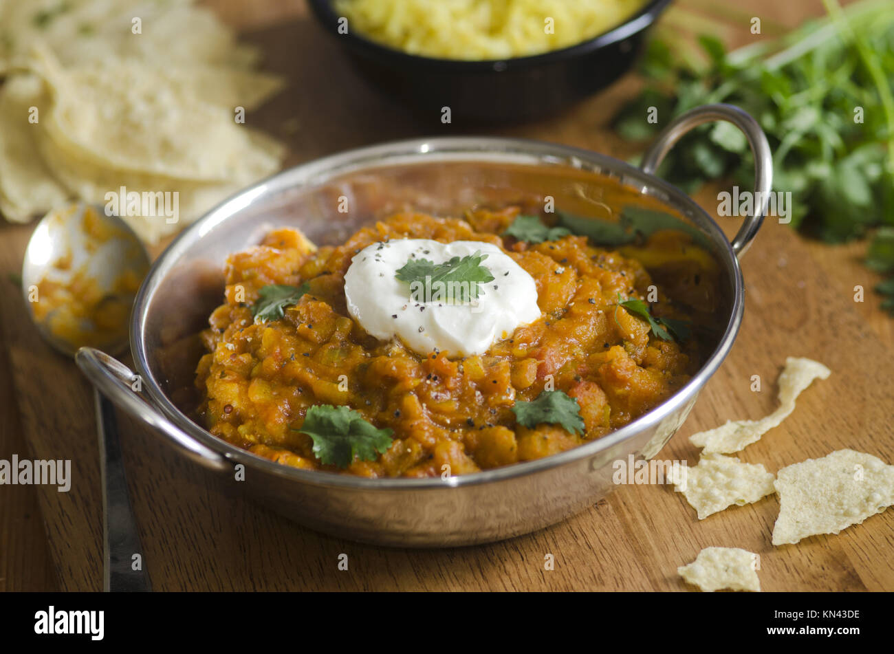 Fragrant and spicy Bombay potato curry with cumin and coriander Stock