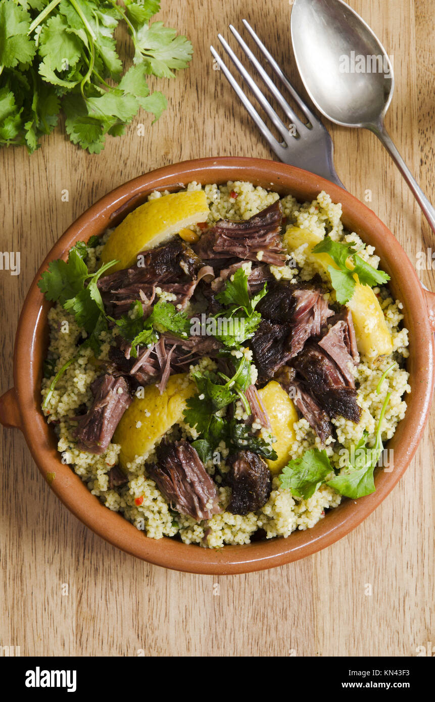 Traditional Moroccan beef tagine with couscous Stock Photo Alamy
