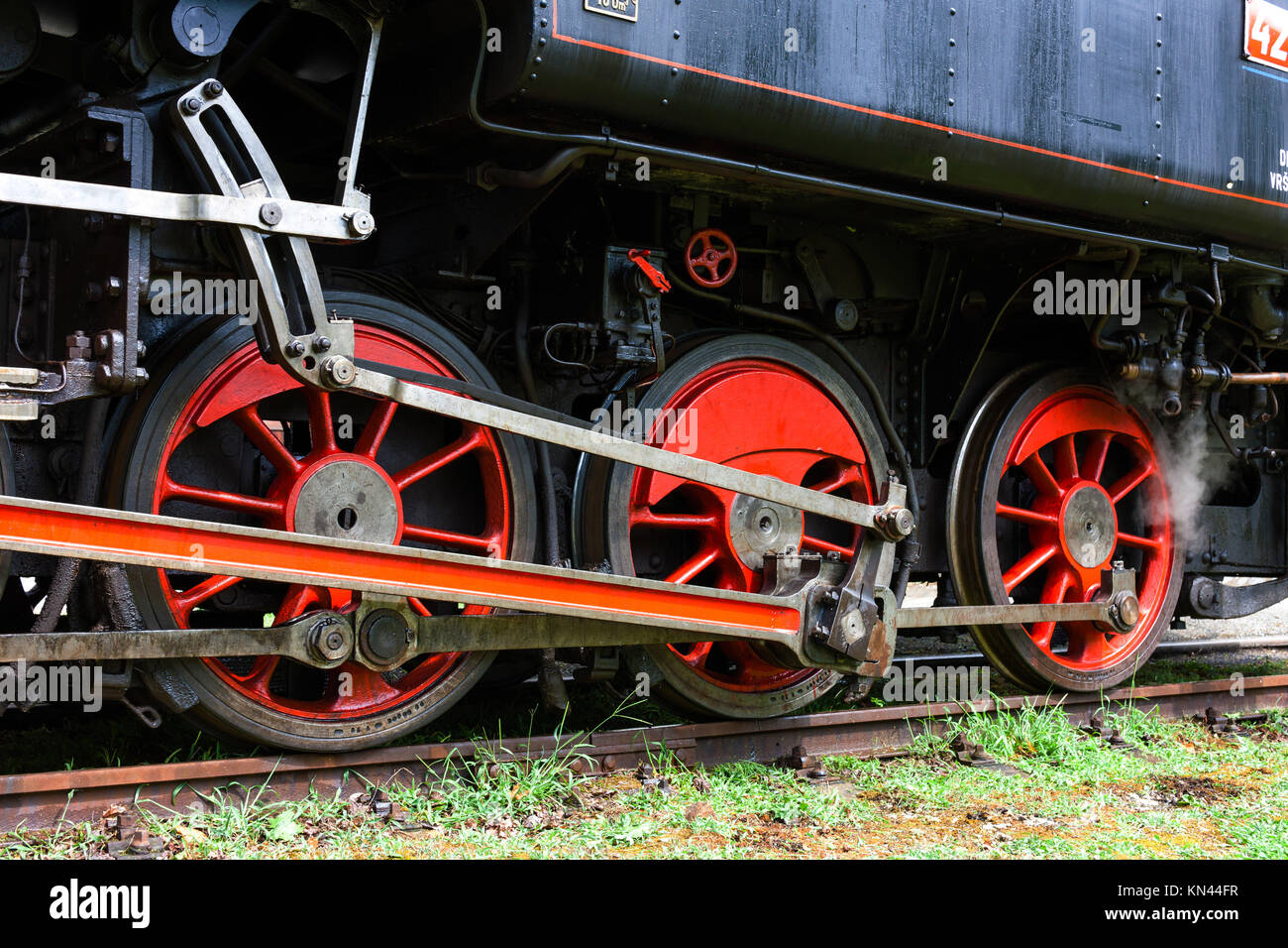 detail of steam locomotive, Czech Republic. Stock Photo