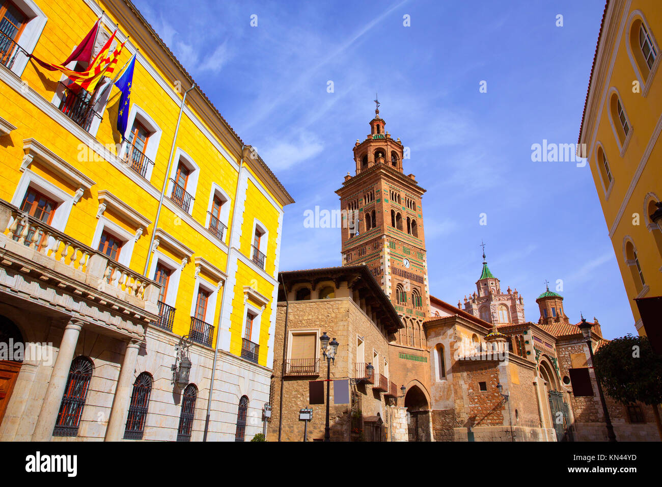 Aragon Teruel Cathedral and Ayuntamiento City Town Hall in Spain Stock