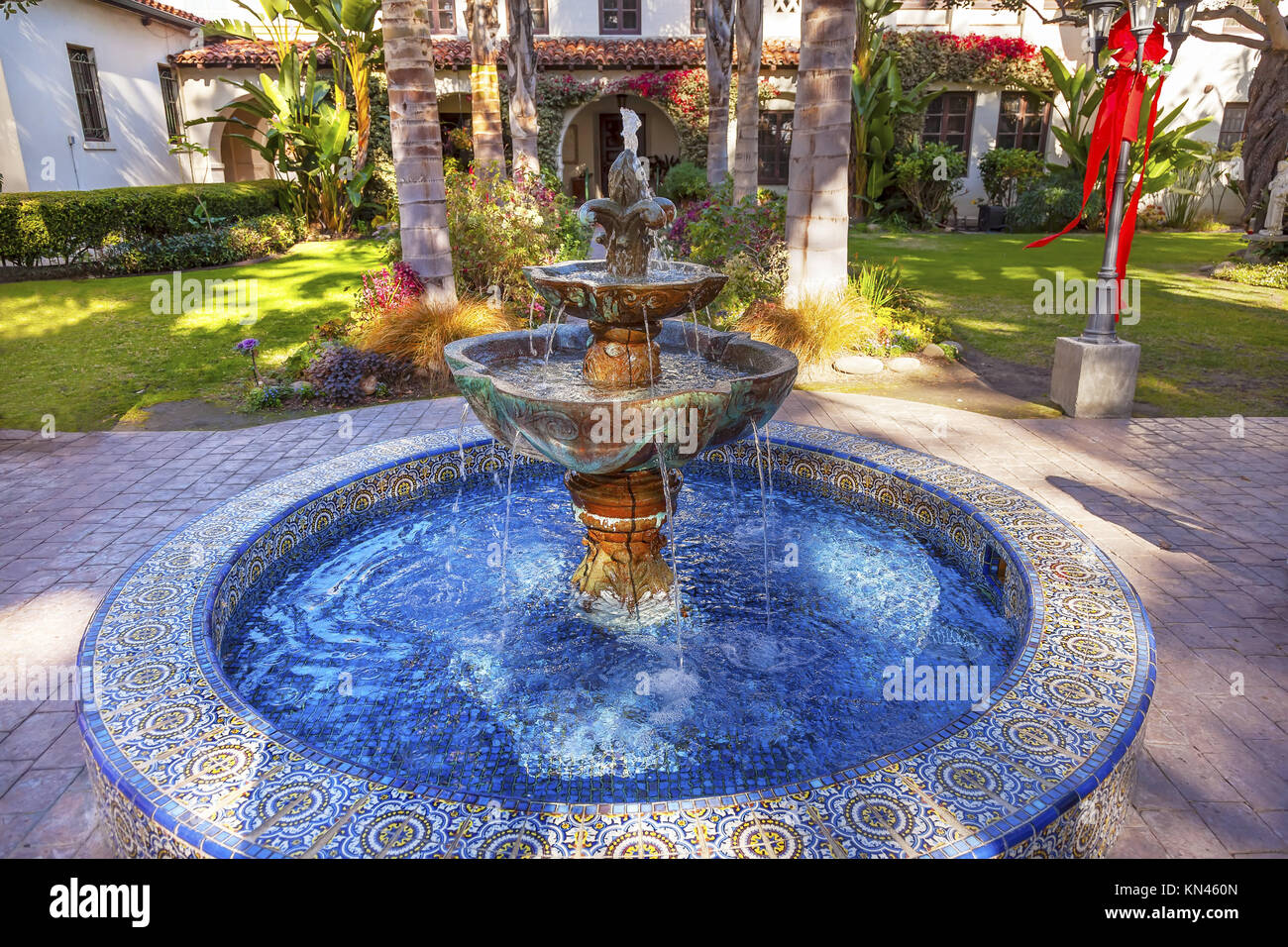 Mexican Tile Fountain Garden Mission San Buenaventura Ventura
