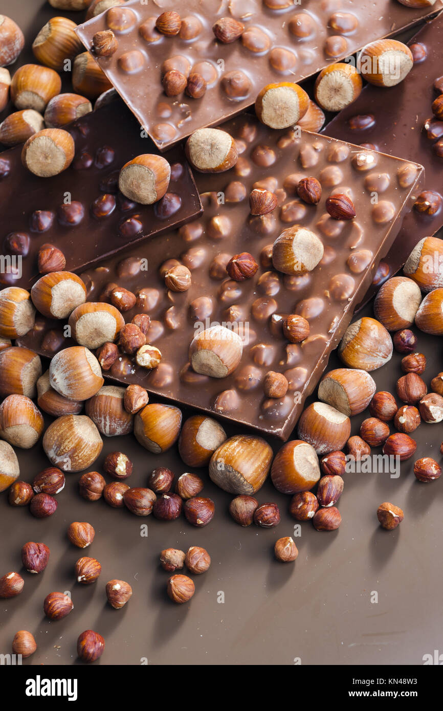 chocolate bars with hazelnuts Stock Photo Alamy