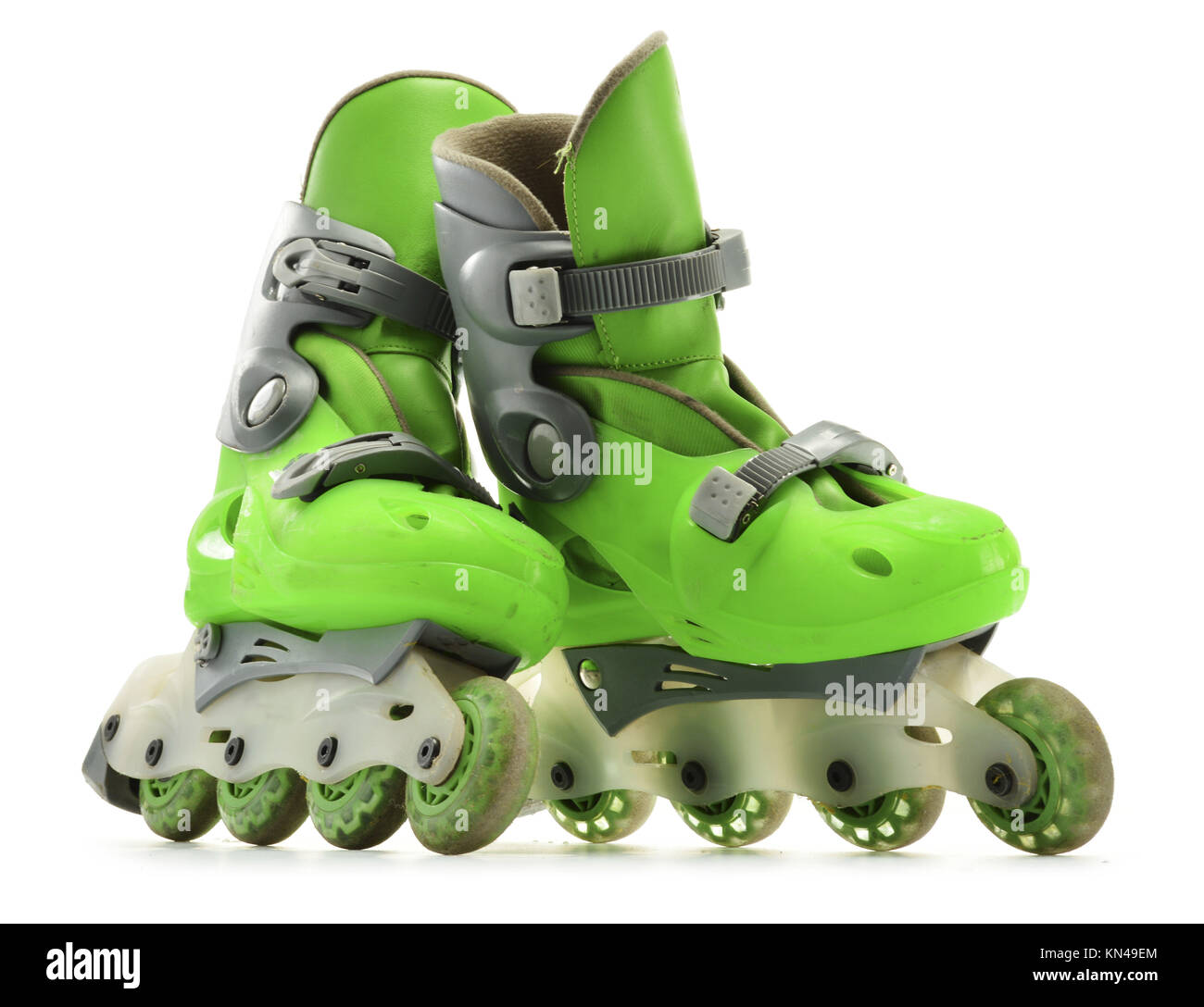A pair of inline skates isolated on white background Stock Photo Alamy