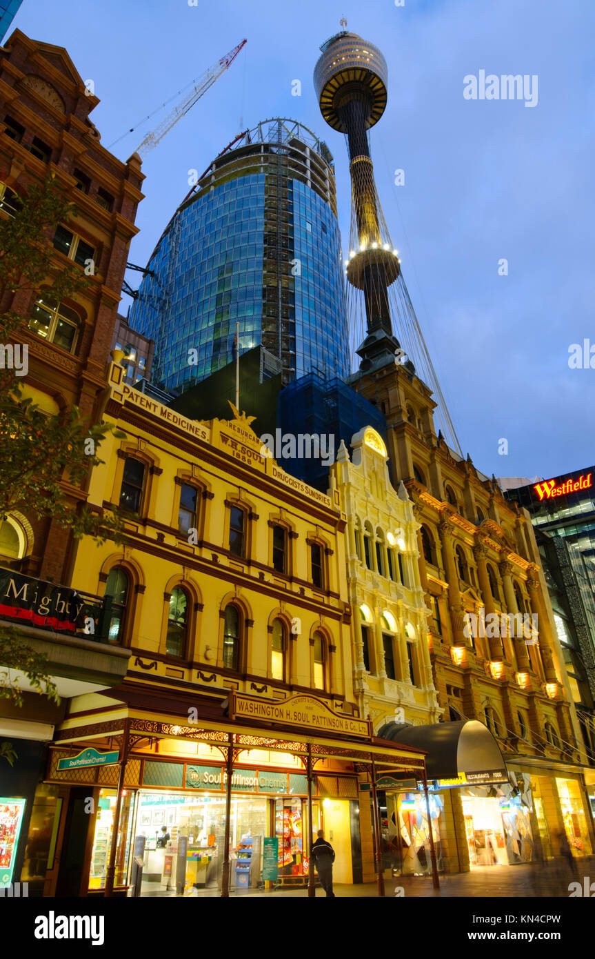 Historic Shopping at Pitt Street Mall, Sydney, New South Wales (NSW), Australia Stock Photo