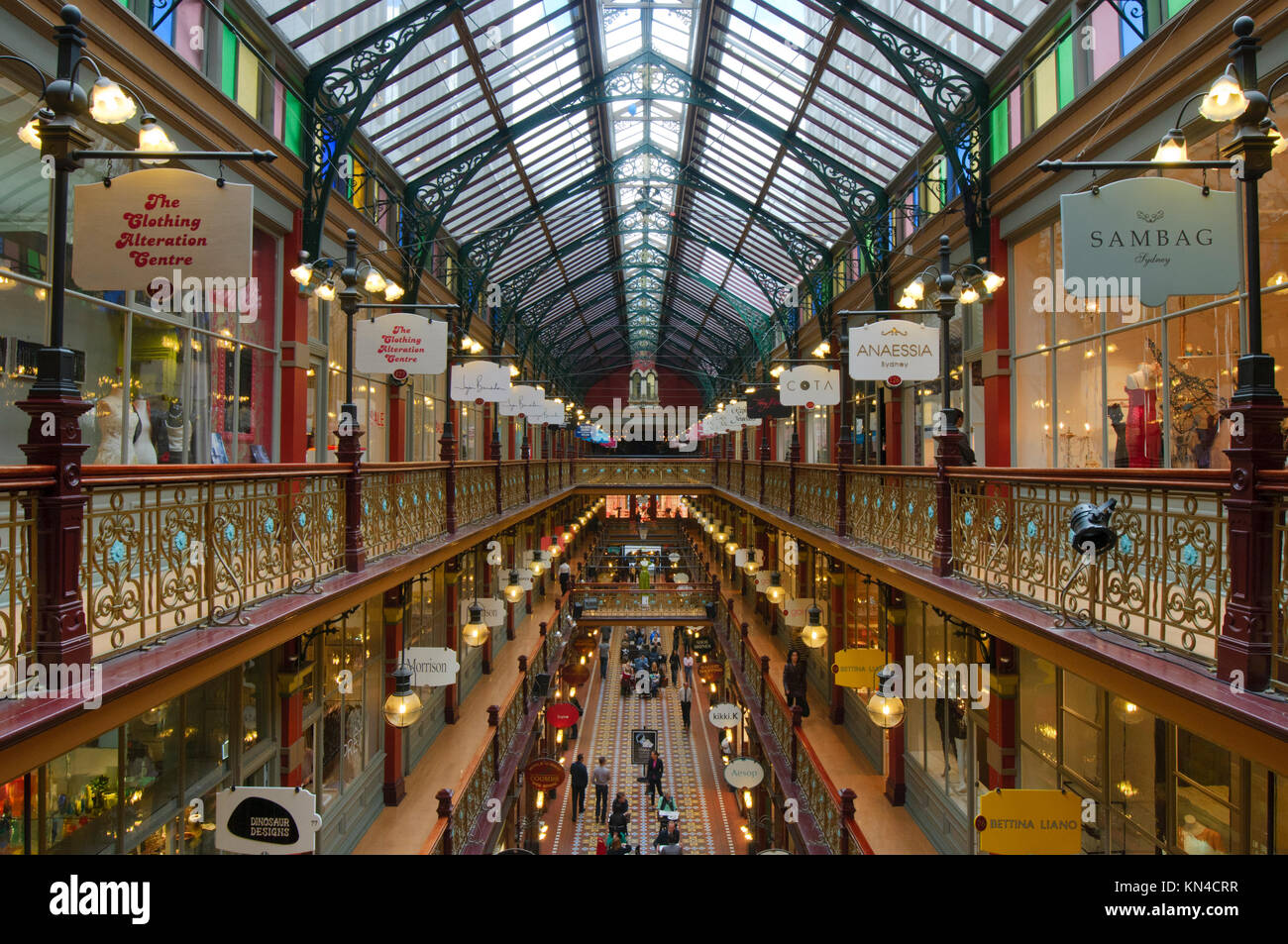 Interior of The Strand Arcade, Sydney, New South Wales (NSW), Australia. The Strand Arcade is a Victorian-style historic shopping arcade in Sydney. Stock Photo