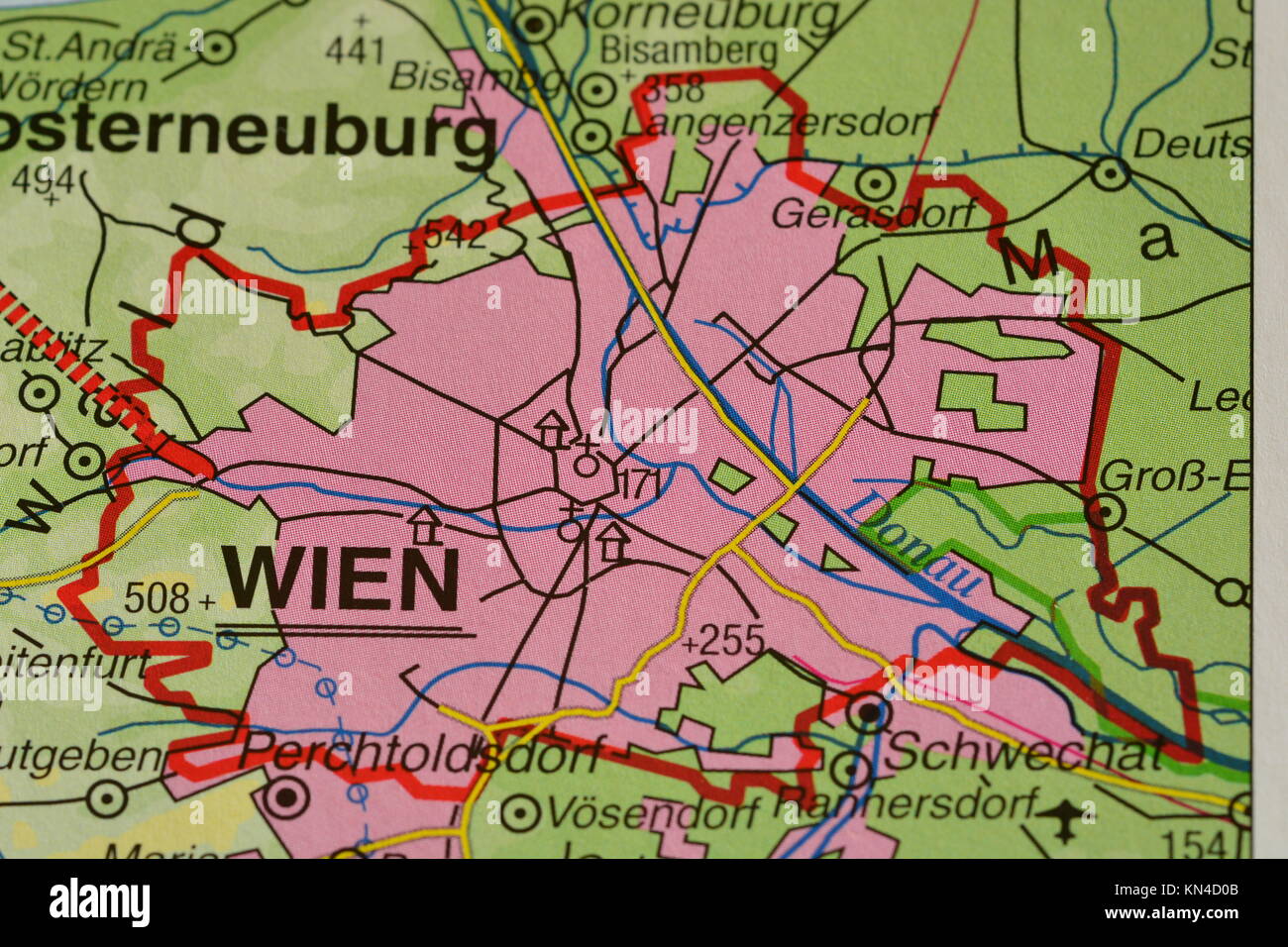 City name on a map Stock Photo - Alamy