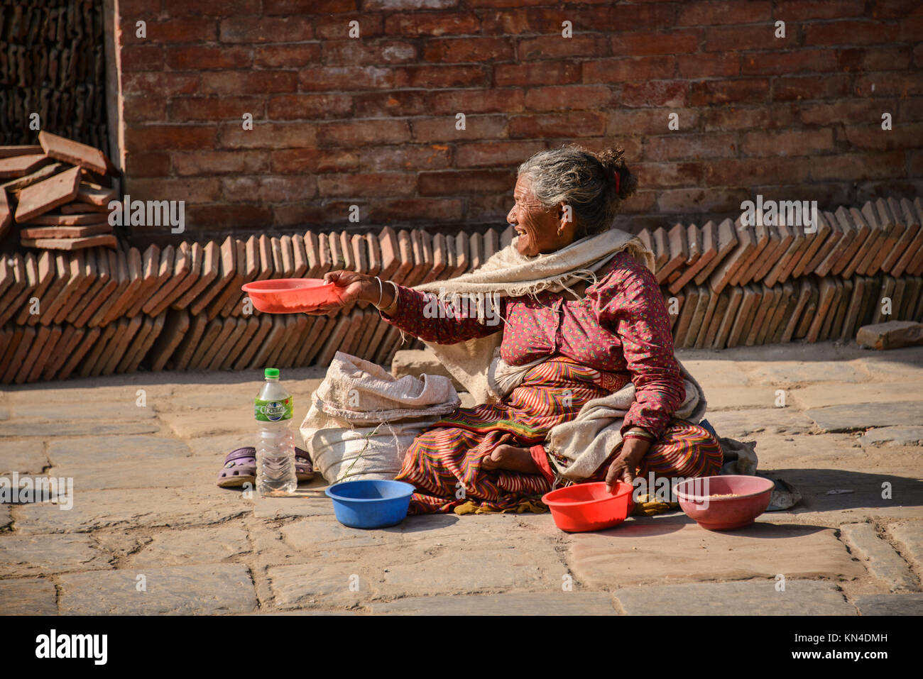 A beggar in Durbar Square, Kathmandu, Nepal Stock Photo