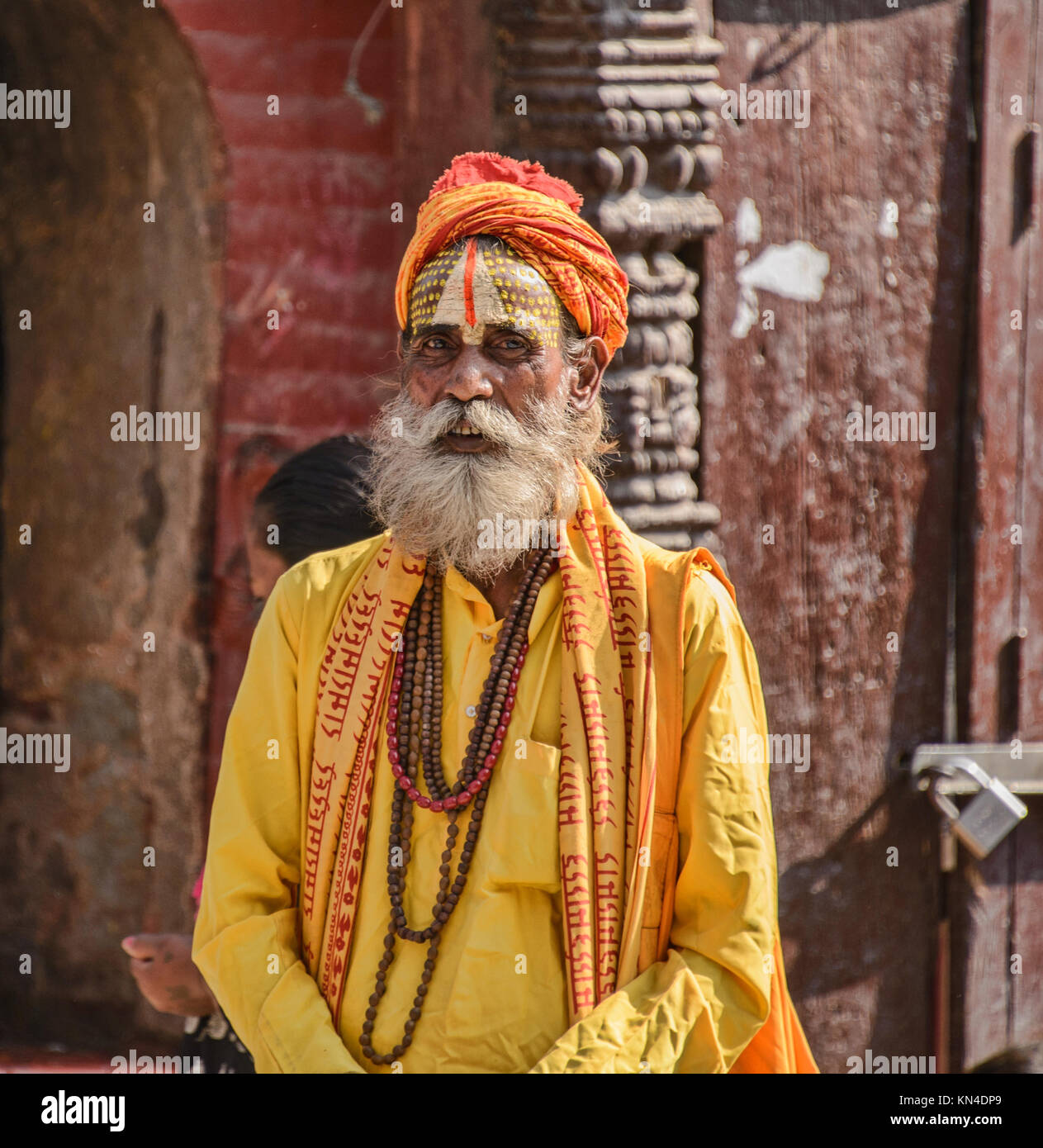 Portrait of a sadhu, Kathmandu, Nepal Stock Photo